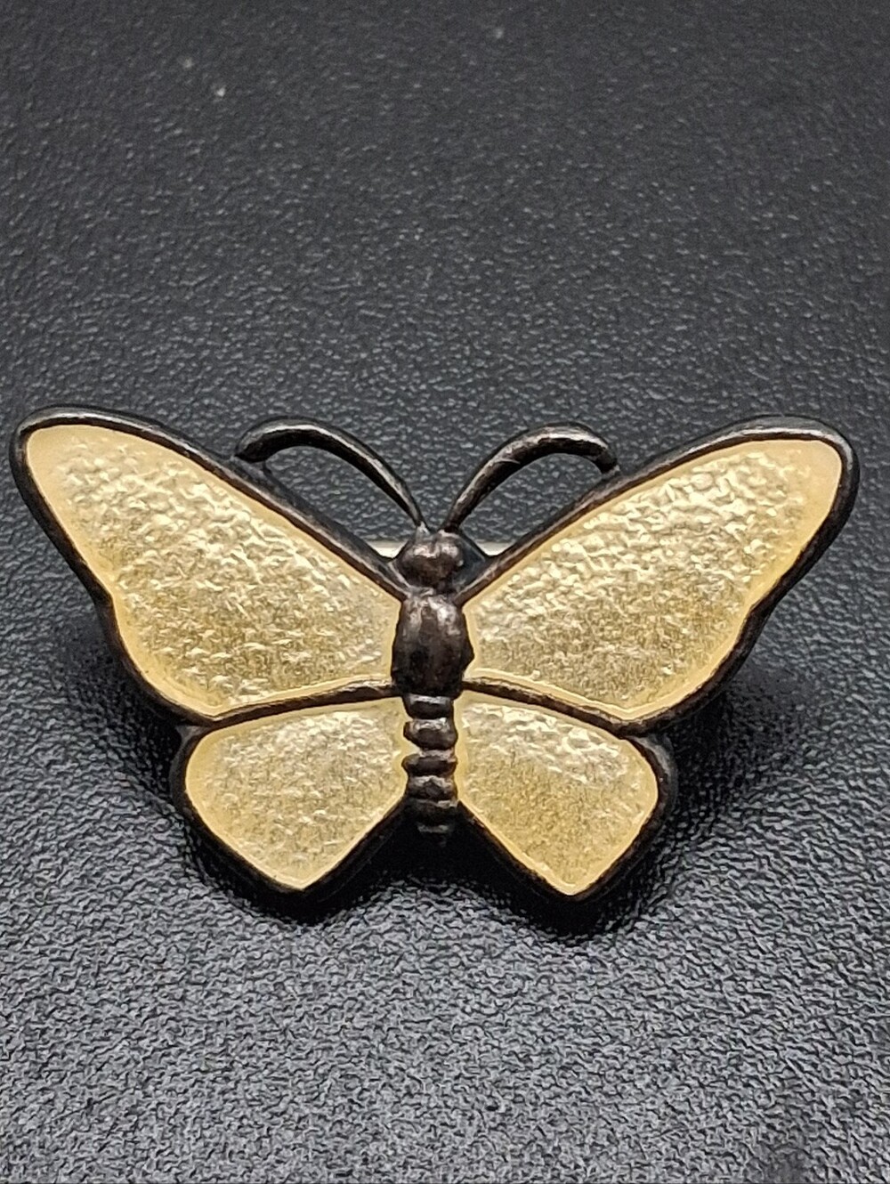 Signed VB Denmark 925 Sterling Silver Tiny Yellow Enamel Butterfly Pin Brooch